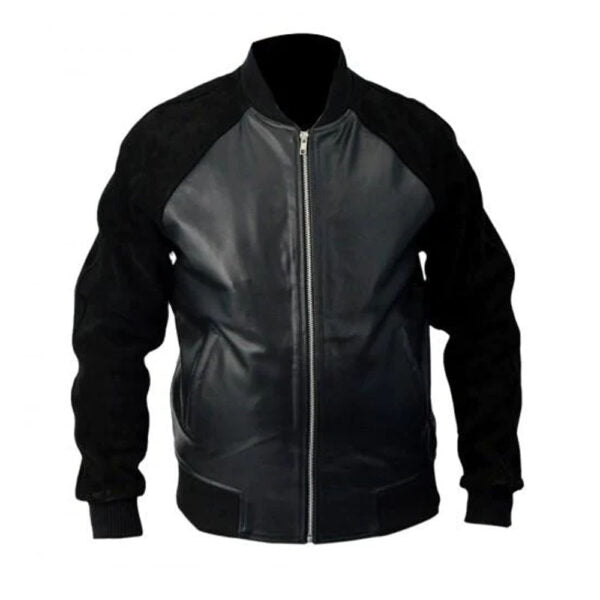 Andrew Garfield Black Leather Jacket With Suede