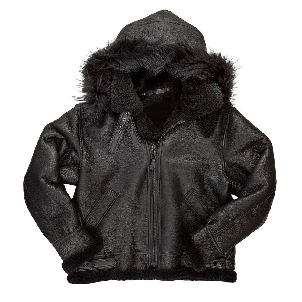 B-3 Black Hooded Bomber Jacket