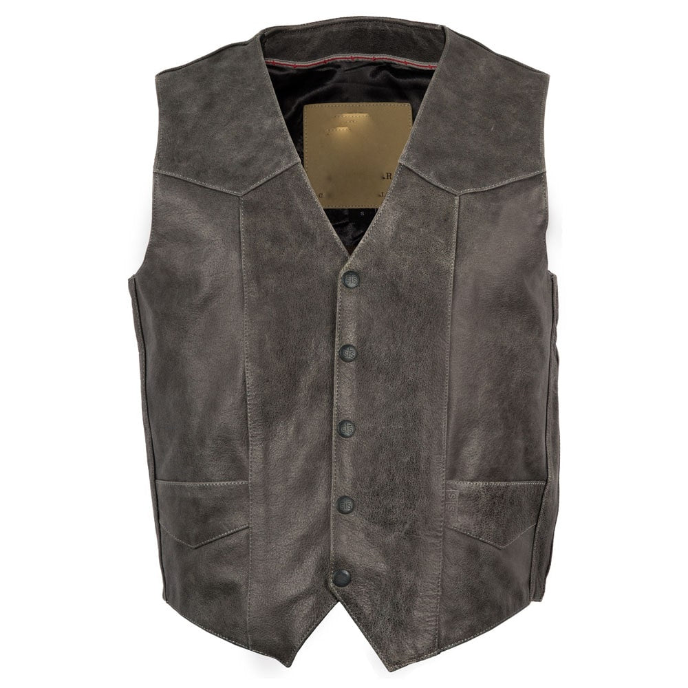 Men’s Black Gunsmoke Antique Leather Chisum Vest