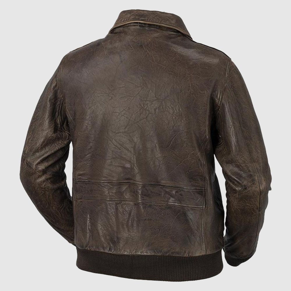 Men’s Flight Bomber Air Force A2 Brown Sheepskin Distressed Leather Jacket
