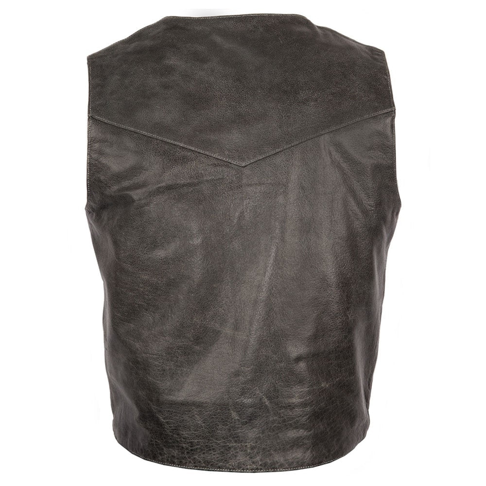 Men’s Black Gunsmoke Antique Leather Chisum Vest
