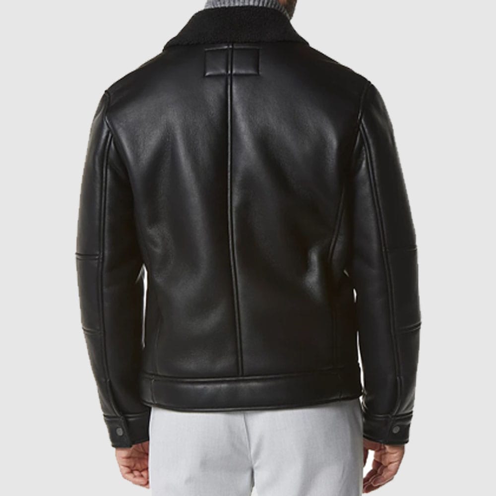 Men’s Maxton Moto Leather Jacket with Faux-Shearling Collar