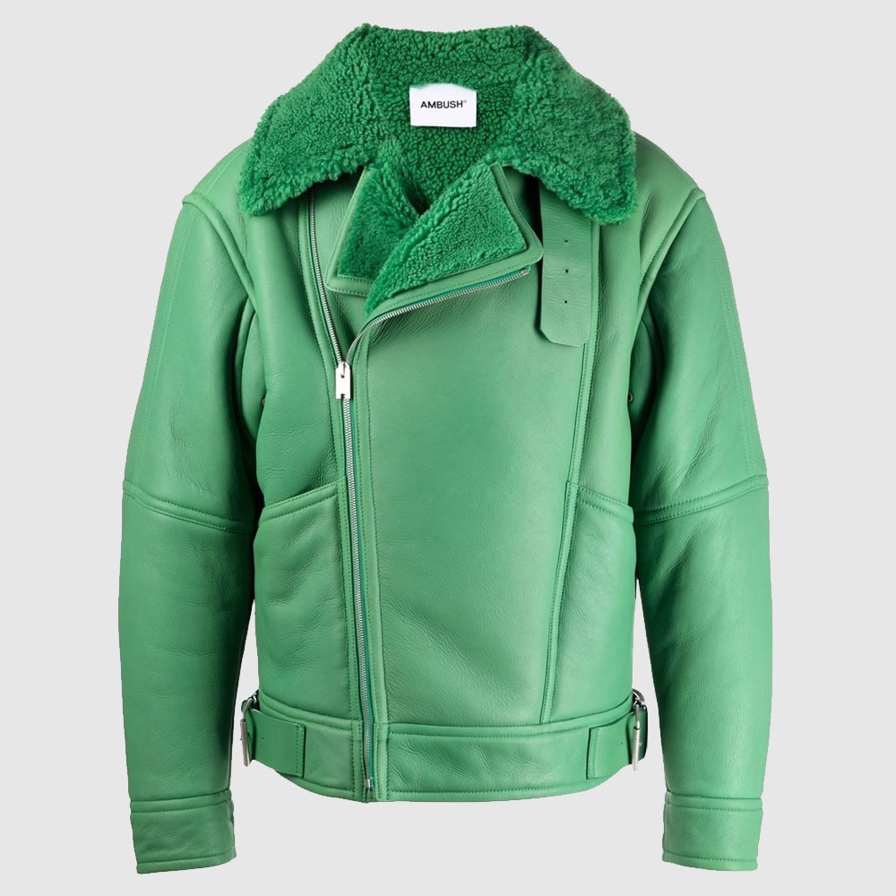 Ambush Shearling Aviator Jacket Fern Green