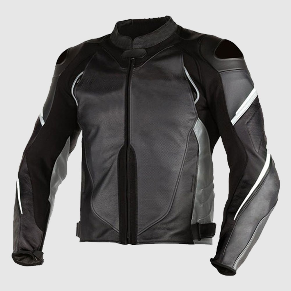 Black Super Speed D1 Perforated Motorcycle Leather Jacket