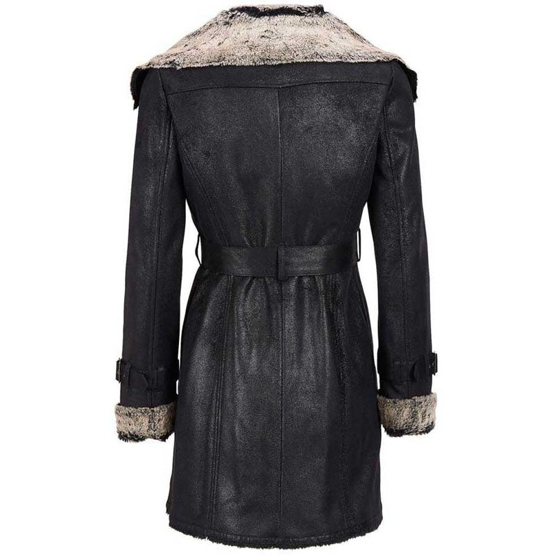 Black Womens Faux Shearling Coat