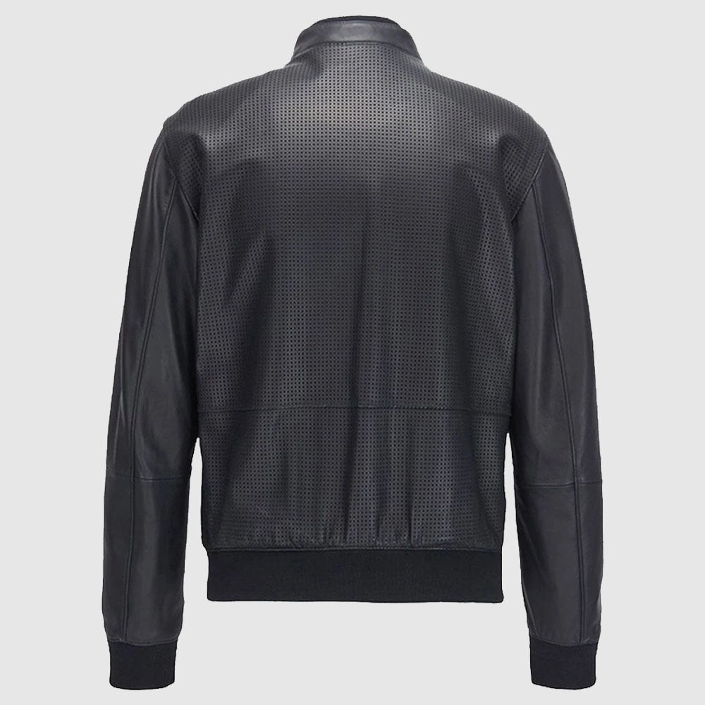 Bomber Jacket in Perforated Leather