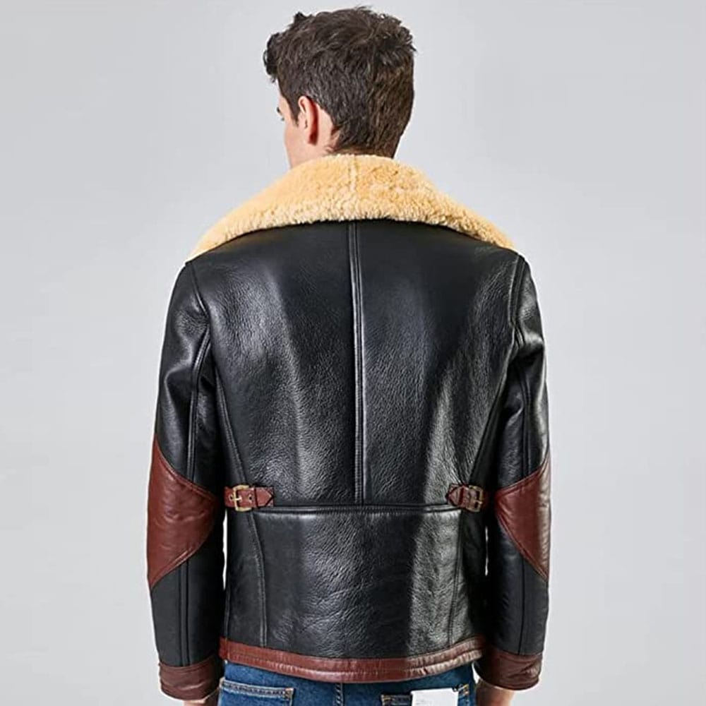 Denny&Dora Mens B3 Natural Shearling Leather Coat Shearling