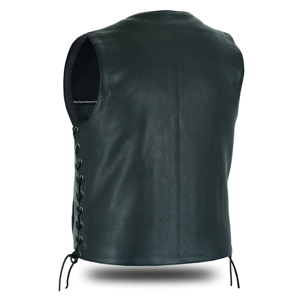 Men Motorcycle Leather Vest – Gun Pocket