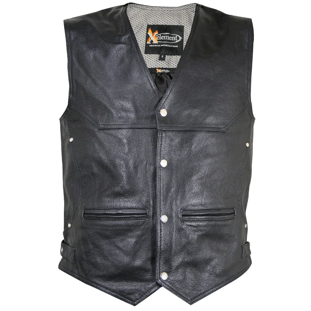 Xelement XS1927 Men’s ‘Road King’ Black Leather Biker Vest