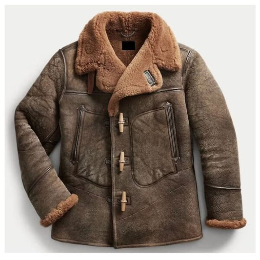 Military Aviator winter Bomber Leather Jacket