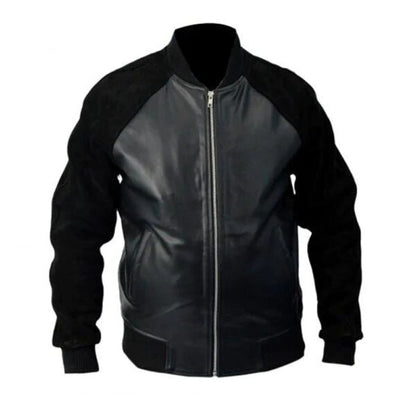 Andrew Garfield Black Leather Jacket With Suede