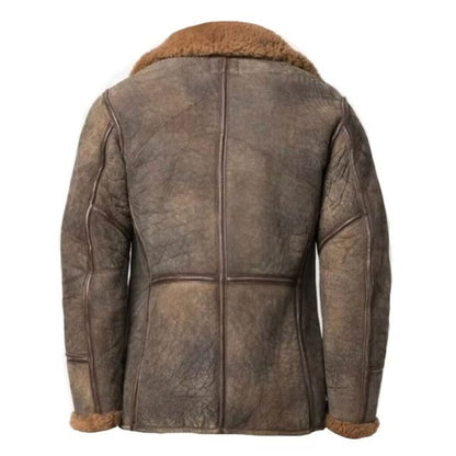 Military Aviator winter Bomber Leather Jacket