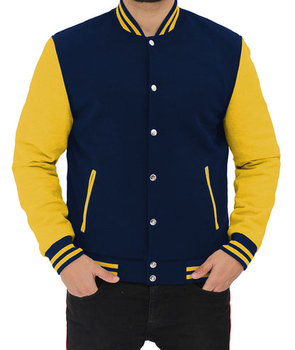 Navy Blue and Yellow Baseball Style Jacket