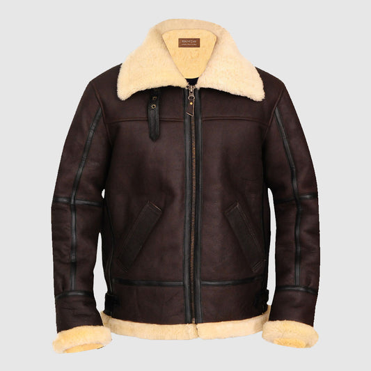B3 Bomber Aviator Shearling Leather Jacket