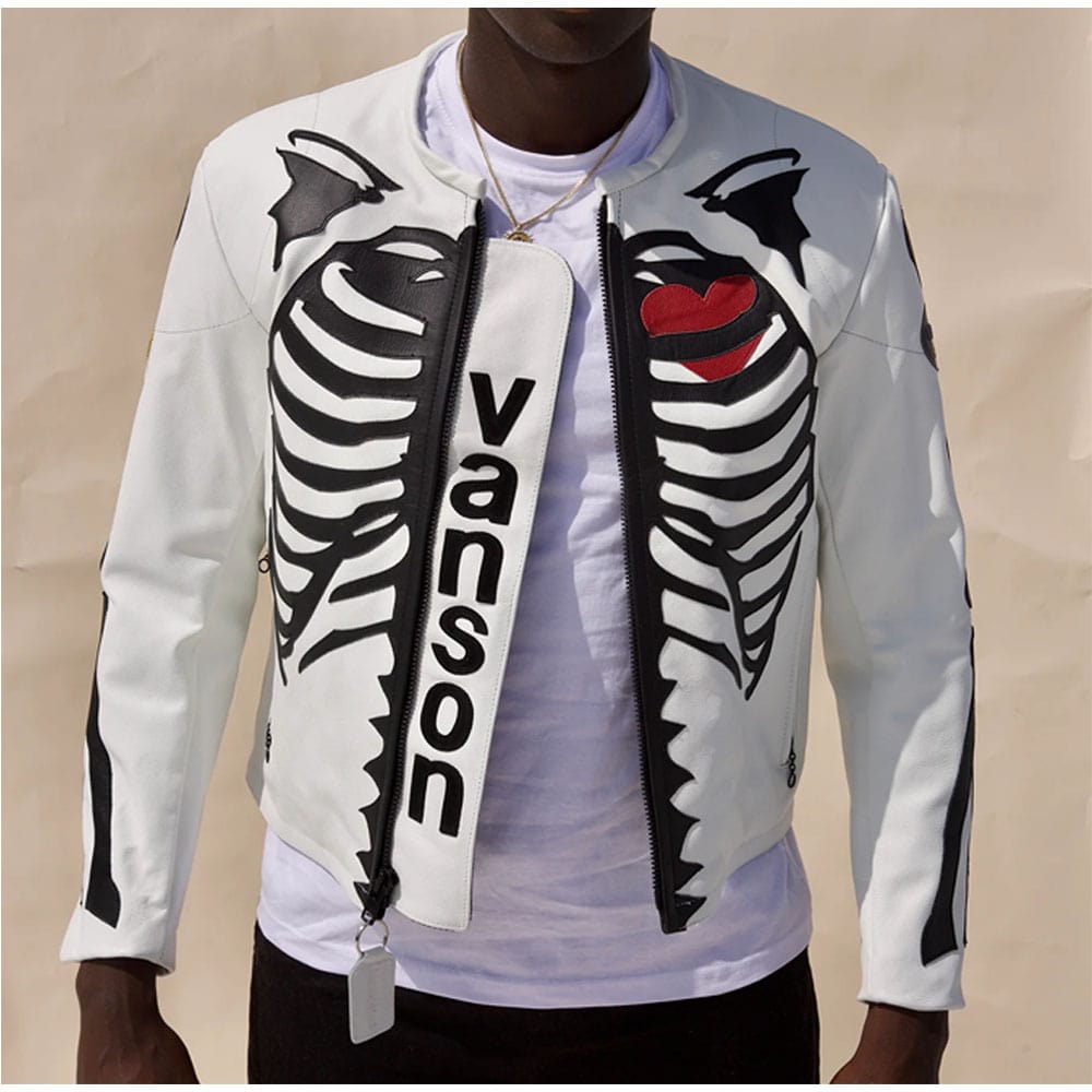 FG X Vanson Leathers Skeleton Jacket White