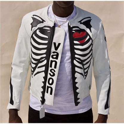 FG X Vanson Leathers Skeleton Jacket White
