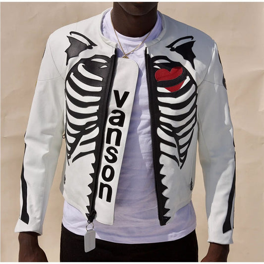 FG X Vanson Leathers Skeleton Jacket White