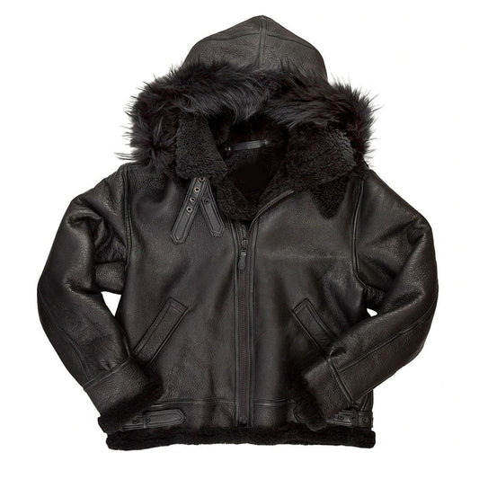 B-3 Black Hooded Bomber Jacket