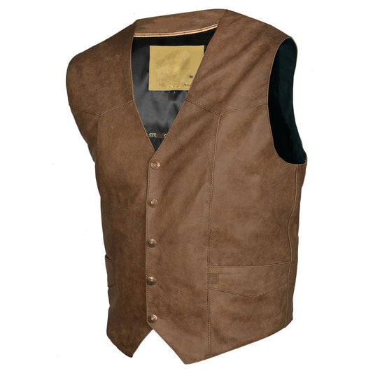 Mens Leather Vest Brown