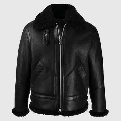 B3 Bomber Black Faux Shearling Jacket