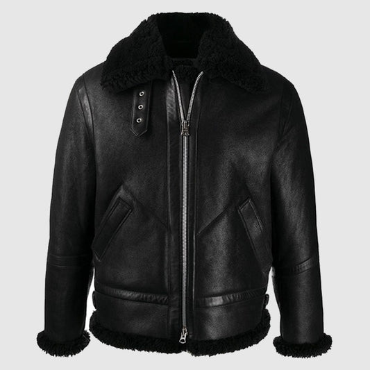 B3 Bomber Black Faux Shearling Jacket