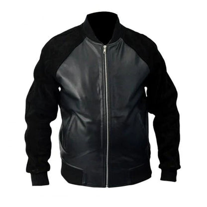 Andrew Garfield Black Leather Jacket With Suede