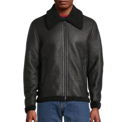 B3 Aviator Real Shearling Bomber Leather Jacket