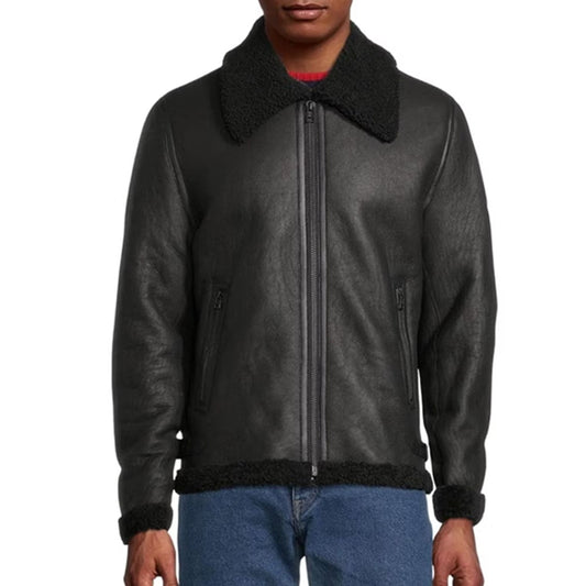 B3 Aviator Real Shearling Bomber Leather Jacket