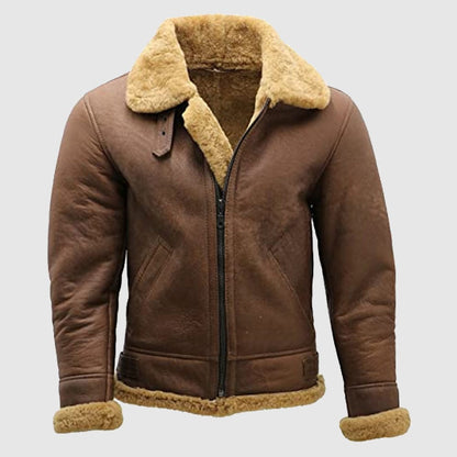 Men’s Brown B3 Shearling Sheepskin Bomber Leather jacket