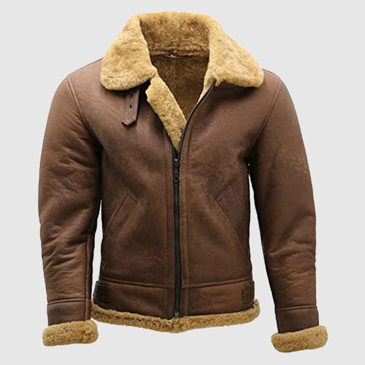 Men’s Brown B3 Shearling Sheepskin Bomber Leather jacket