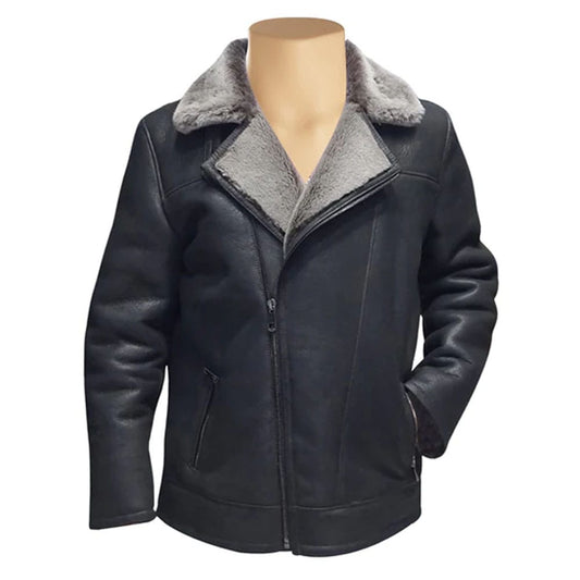 Drake’s Black Shearling Car coat
