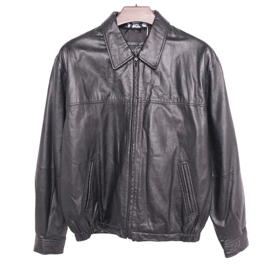 1990s Leather Bomber Jacket Black