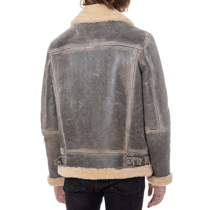 Cabral Pietro Distressed Grey B3 Aviator Bomber Jacket