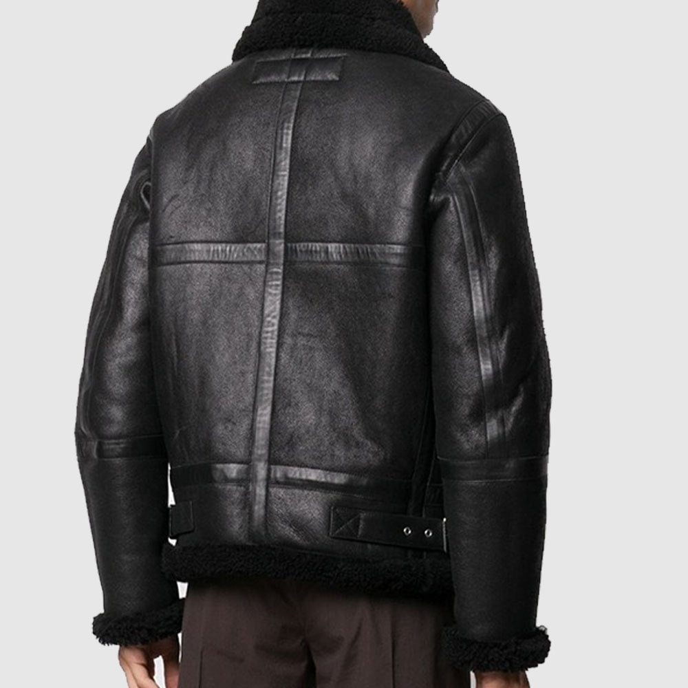 B3 Bomber Black Faux Shearling Jacket