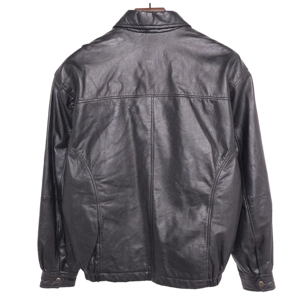 1990s Leather Bomber Jacket Black
