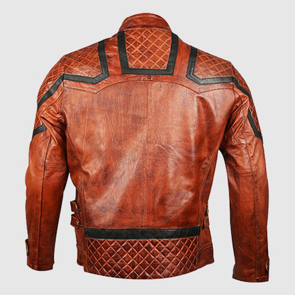 101 Tan Vintage Motor Biker Real Leather Jacket