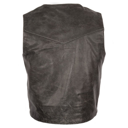 Men’s Black Gunsmoke Antique Leather Chisum Vest
