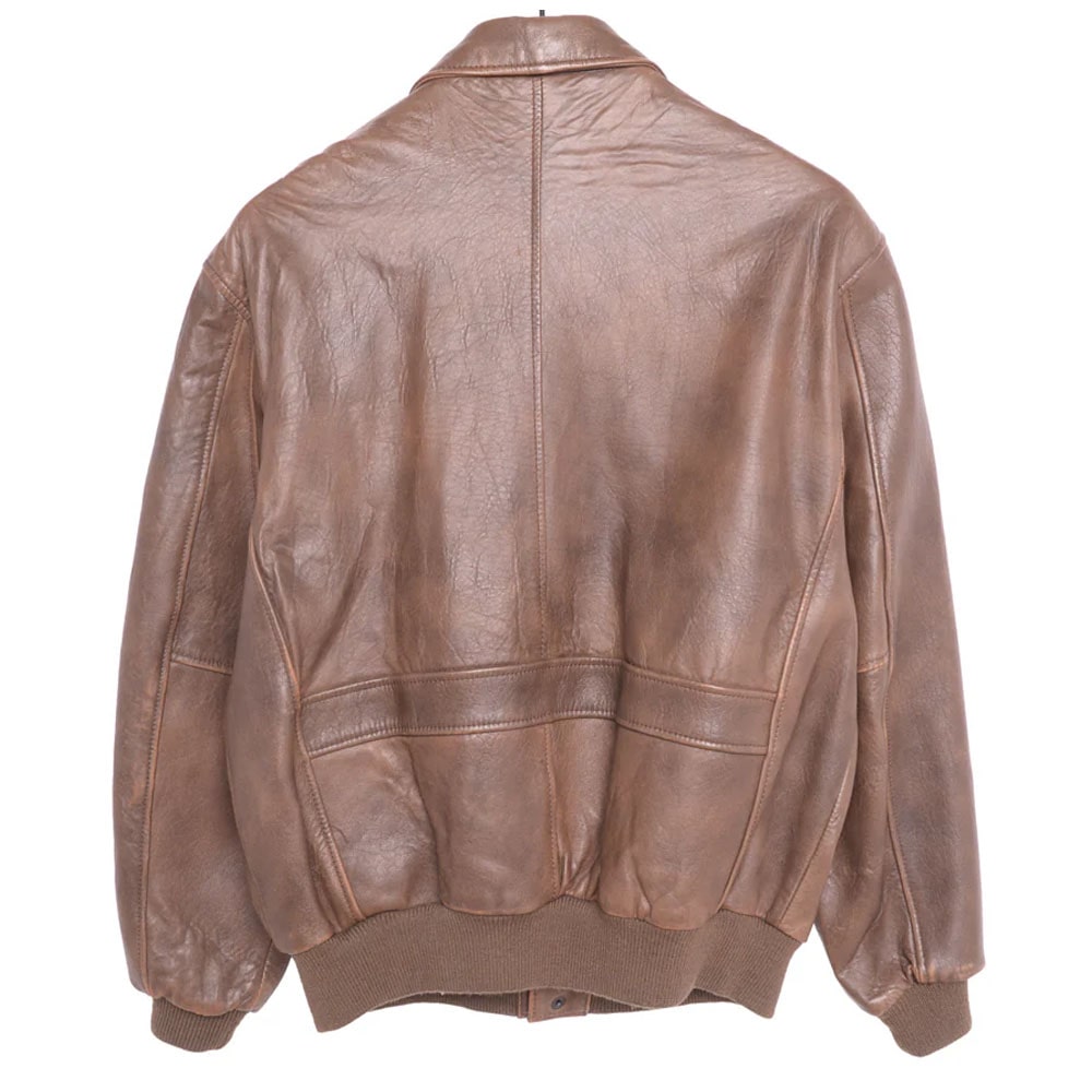 1990s Soft Brown Leather Bomber Jacket