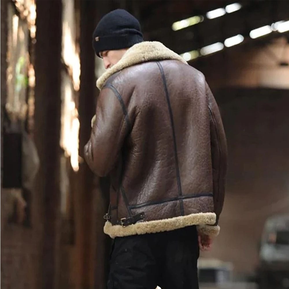 Best Mens B3 Flight Aviator Shearling Sheepskin Leather Jacket