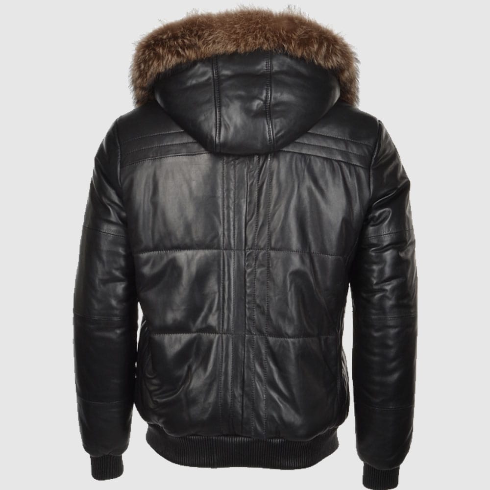 Lambskin Leather Sheepskin Lined Hooded Jacket