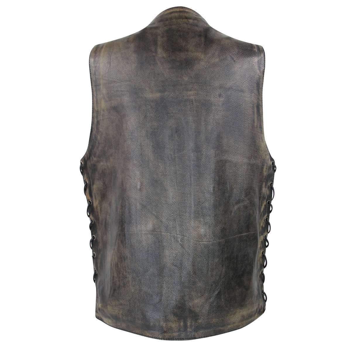 Men’s ‘Wreck’ Distressed Brown Multi-Pocket Leather Vest