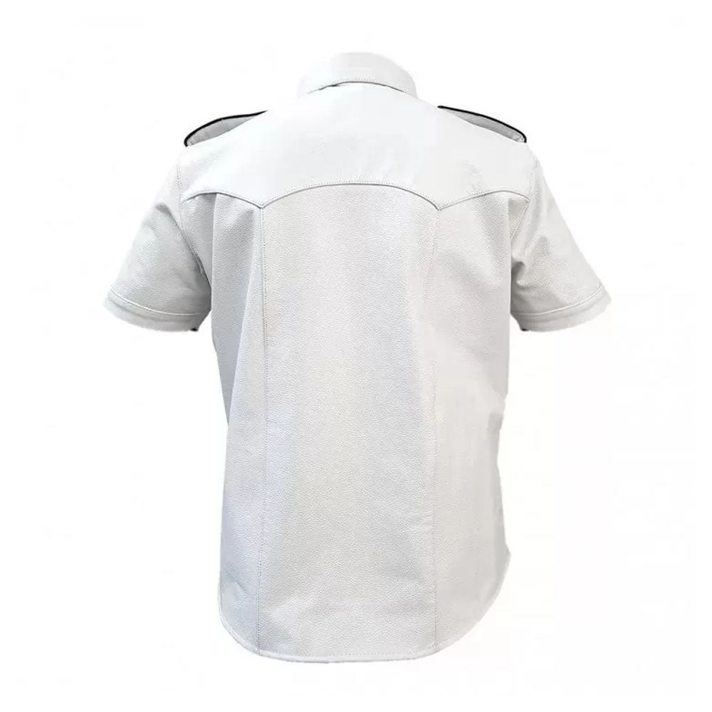Mens Very Hot Genuine White Leather Shirt