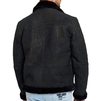 Fur Collar Shearling Leather Coat