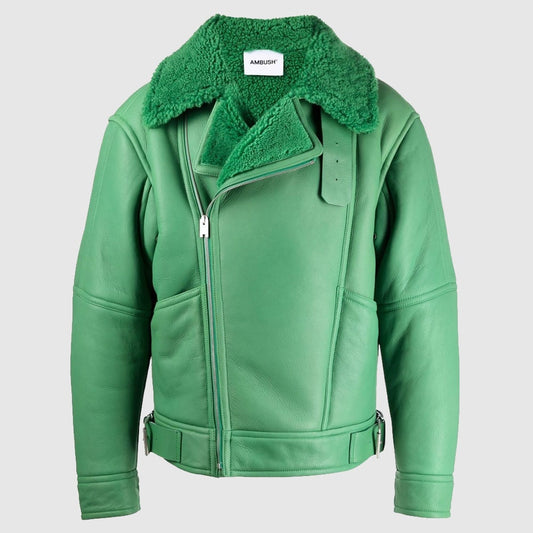 Ambush Shearling Aviator Jacket Fern Green