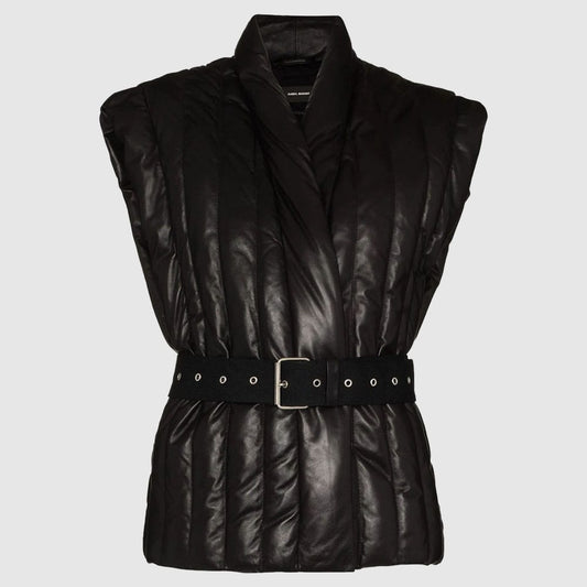 Ajali belted sleeveless jacket