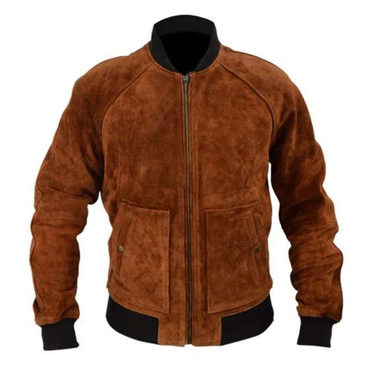 Aloha Premiere Bradley Cooper Brown Bomber Suede Leather Jacket