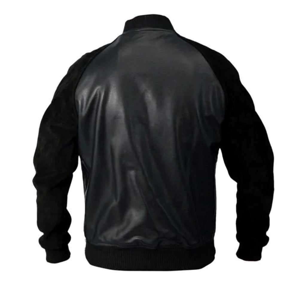 Andrew Garfield Black Leather Jacket With Suede