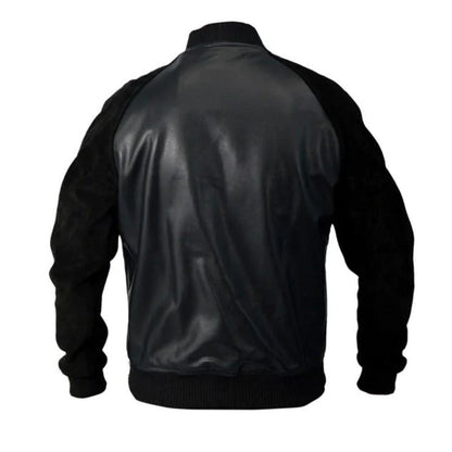 Andrew Garfield Black Leather Jacket With Suede