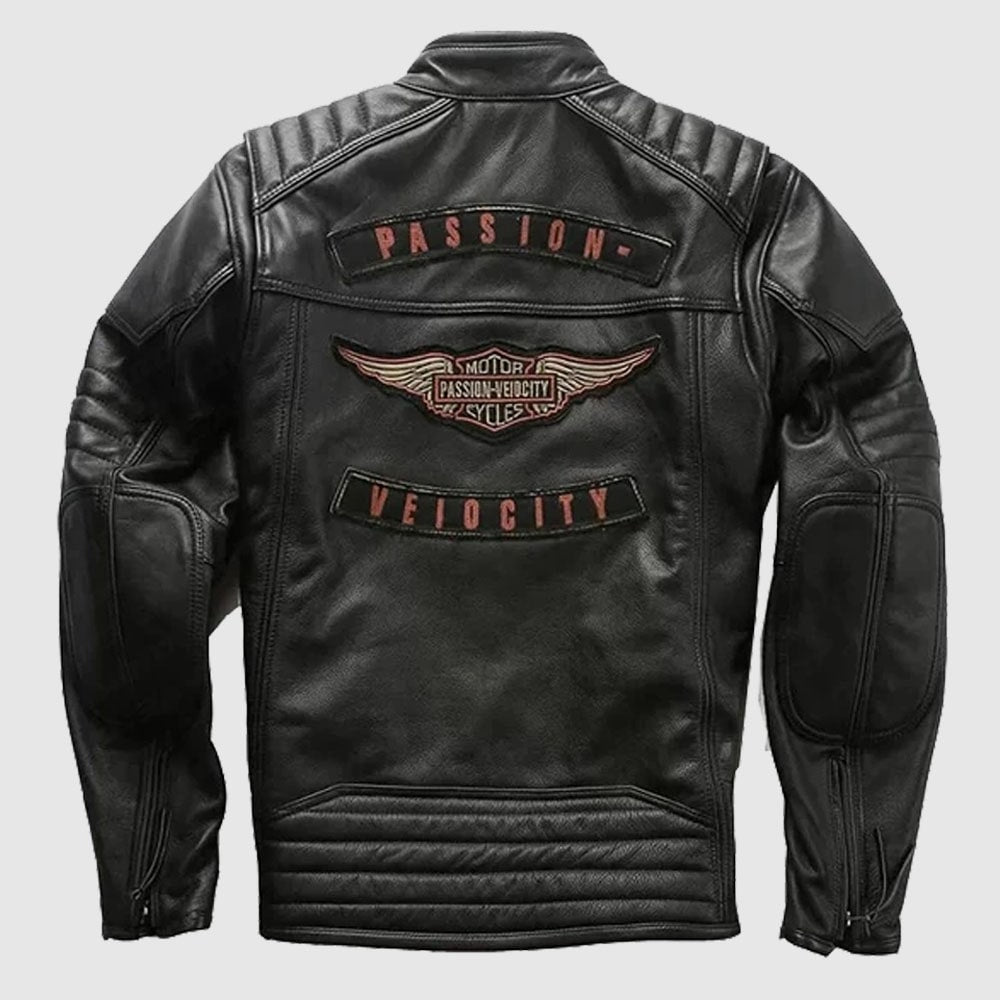 Color: Black. Closure style: Zipper. Cuffs Style: Open Hem Cuffs. Material: Cowhide Leather. Outside Pockets: Two. Sleeves: Full. Available Sizes: All. 30 Days Money Back Guarantee.