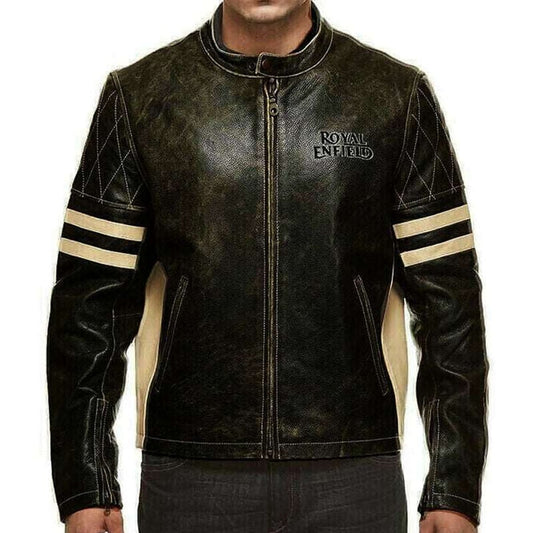 Black Royal Enfield Leather Motorcycle Jacket